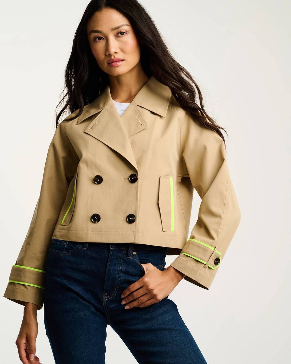NEW LISA TODD trench jacket in natural neon